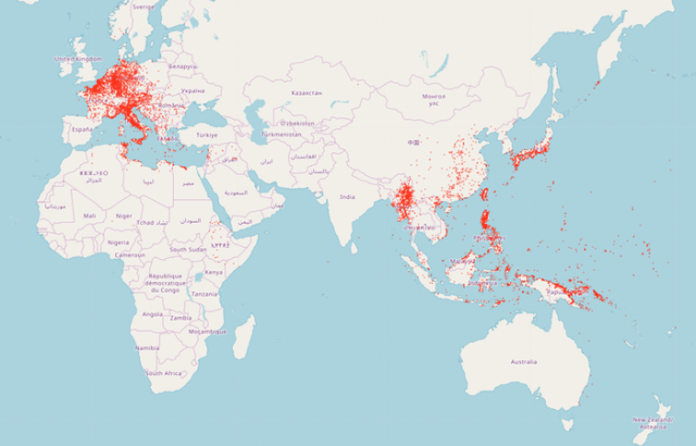 第二次大戦中に連合国が行った空襲を表した世界地図（海外の反応）