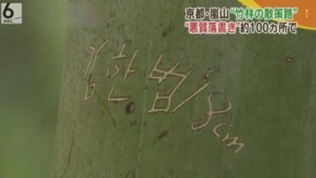 京都嵐山の竹100本に韓国語や中国語の落書き（海外の反応）