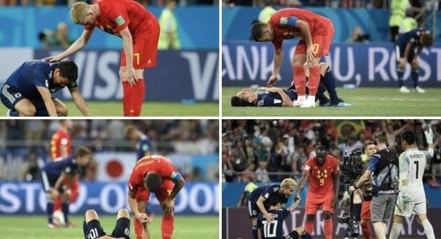 日本の選手たちを慰め、手を差し伸べるベルギーの選手たち（海外の反応）