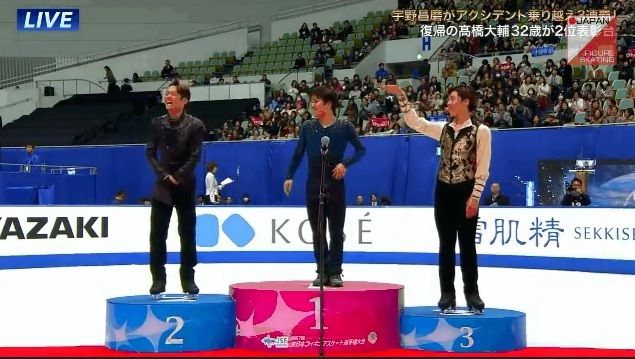 全日本フィギュアの表彰台で３選手の高さが同じ(海外の反応)