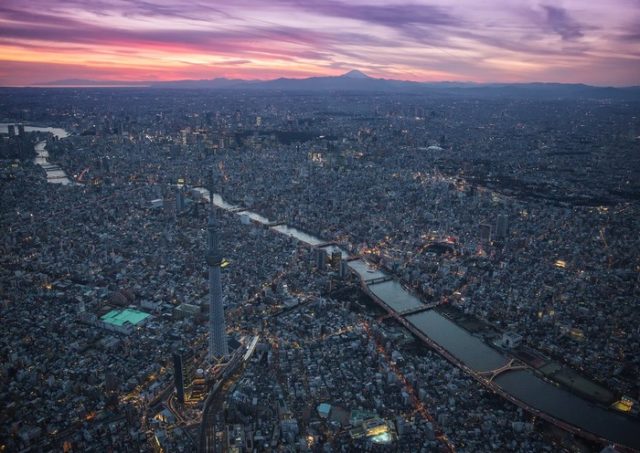 東京スカイツリー周辺の航空写真（海外の反応）