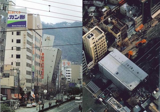 阪神大震災の余震で倒壊したビル(海外の反応)