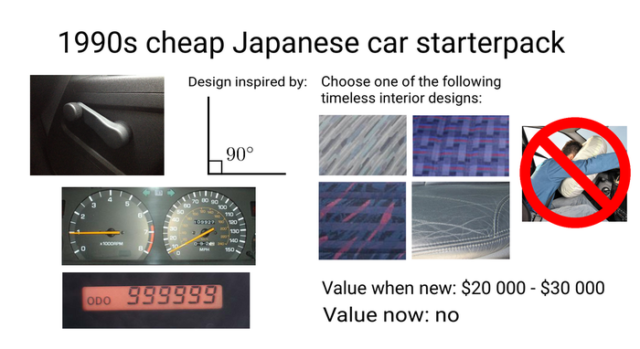 90年代の安っぽい日本車スターターパック（海外の反応）