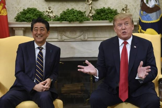 首脳会談で日米の親密さを誇示した安倍とトランプ…韓国人「2分の赤っ恥外交とは次元が違うね」