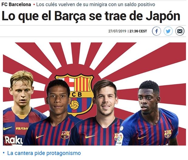 スペインメディアがFCバルセロナのニュースに旭日旗を使用して物議＝韓国の反応