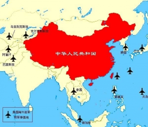中国人「中国の周りの米軍基地を示した地図がヤバすぎる…」