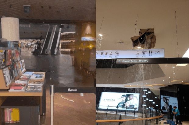 韓国ソウルのショッピングモール、豪雨による漏水被害が発生＝韓国の反応